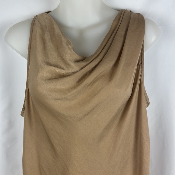 Helmut Lang Beige Sleeveless Cowl Neck Lightweight Tan Beige Mini Dress Size M - Picture 4 of 10